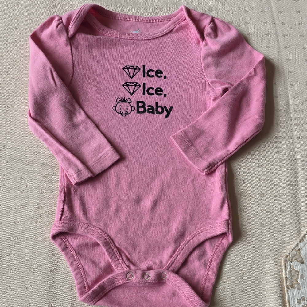 cloud island Pink Long-Sleeve Baby Bodysuit "Ice Ice Baby" Graphic